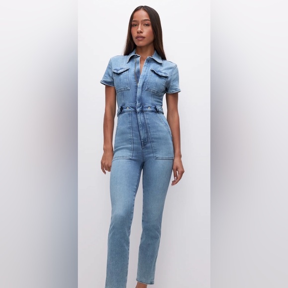 Good American Denim - Women's Blue Denim Jumpsuit